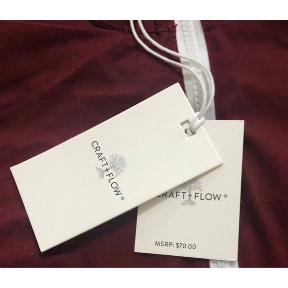 Craft + Flow Jacket Mens Small Burgundy Full Zip Hooded Jacket Snap Pockets New - Picture 3 of 8